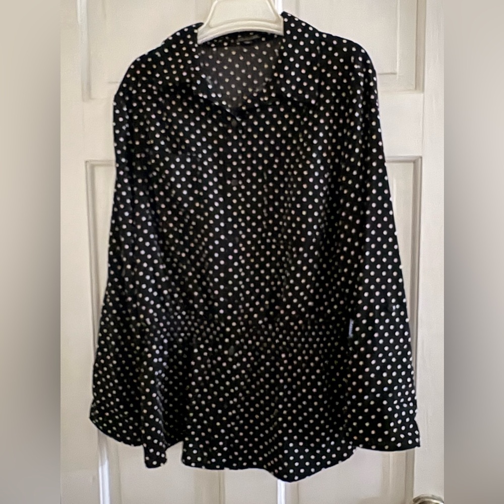 Large polka dot peplum blouse